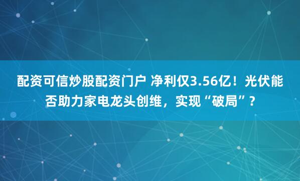 配资可信炒股配资门户 净利仅3.56亿！光伏能否助力家电龙头创维，实现“破局”？